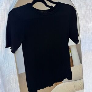 Anine Bing Black Ribbed Knit Tee Short Sleeve Size M